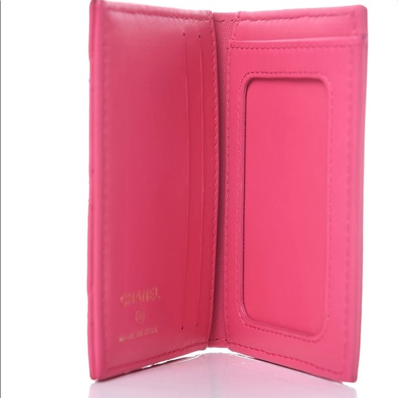 CHANEL Lambskin Quilted Card Holder Wallet Fuchsia - Picture 4 of 10